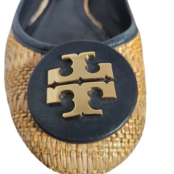 Tory Burch Women Raffia Flats Black 8M Coastal, Old Money, Clean Girl Flawed - Picture 11 of 12